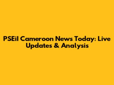 PSEiI Cameroon News Today: Live Updates & Analysis