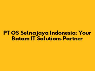 PT OS Selnajaya Indonesia: Your Batam IT Solutions Partner