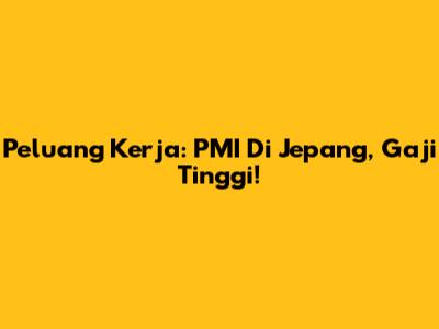 Peluang Kerja: PMI Di Jepang, Gaji Tinggi!