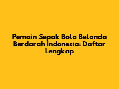 Pemain Sepak Bola Belanda Berdarah Indonesia: Daftar Lengkap