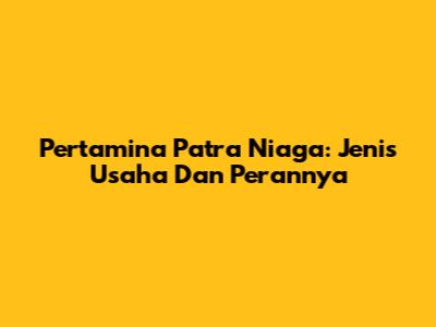 Pertamina Patra Niaga: Jenis Usaha Dan Perannya