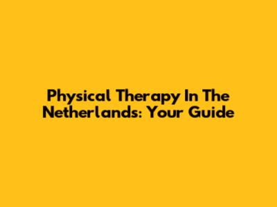 Physical Therapy In The Netherlands: Your Guide