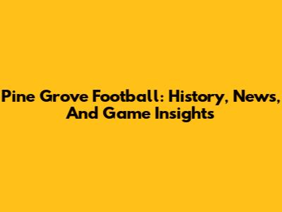 Pine Grove Football: History, News, And Game Insights