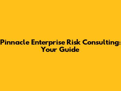 Pinnacle Enterprise Risk Consulting: Your Guide