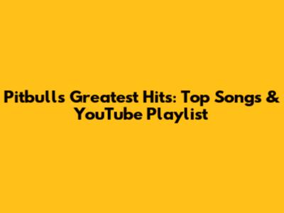 Pitbull's Greatest Hits: Top Songs & YouTube Playlist