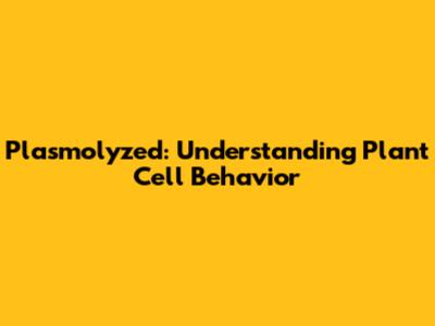 Plasmolyzed: Understanding Plant Cell Behavior