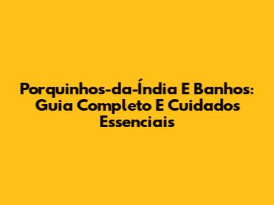 Porquinhos-da-Índia E Banhos: Guia Completo E Cuidados Essenciais