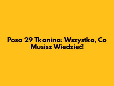 Posa 29 Tkanina: Wszystko, Co Musisz Wiedzieć!