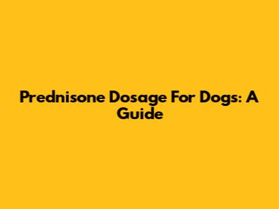 Prednisone Dosage For Dogs: A Guide