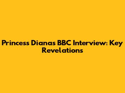 Princess Diana's BBC Interview: Key Revelations