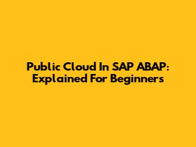 Public Cloud In SAP ABAP: Explained For Beginners