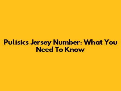 Pulisic's Jersey Number: What You Need To Know