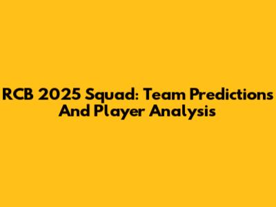 RCB 2025 Squad: Team Predictions And Player Analysis