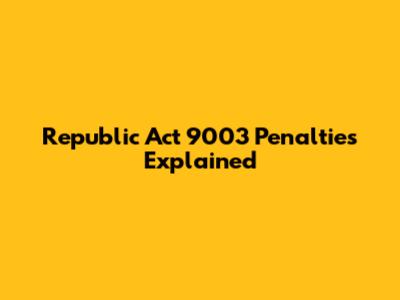 Republic Act 9003 Penalties Explained