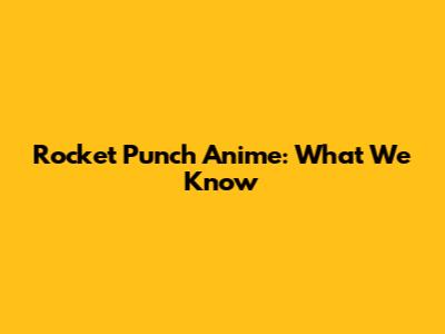 Rocket Punch Anime: What We Know