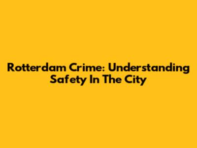Rotterdam Crime: Understanding Safety In The City