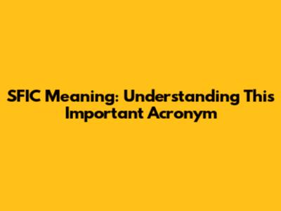 SFIC Meaning: Understanding This Important Acronym