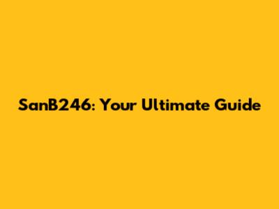 SanB246: Your Ultimate Guide