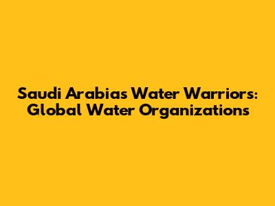 Saudi Arabia's Water Warriors: Global Water Organizations