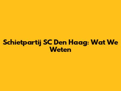 Schietpartij SC Den Haag: Wat We Weten