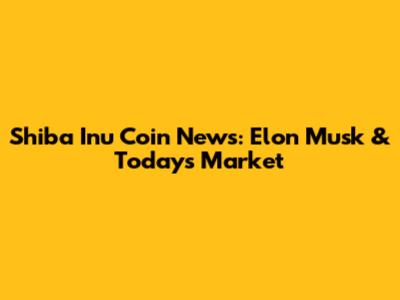 Shiba Inu Coin News: Elon Musk & Today's Market