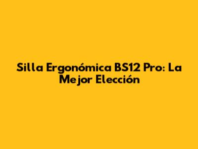 Silla Ergonómica BS12 Pro: La Mejor Elección