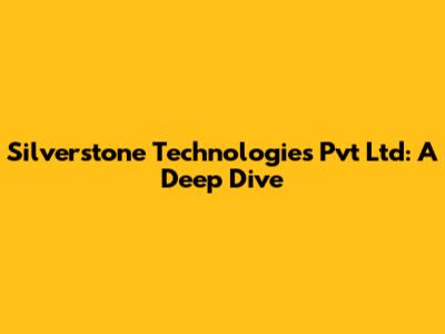 Silverstone Technologies Pvt Ltd: A Deep Dive