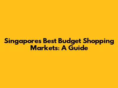 Singapore's Best Budget Shopping Markets: A Guide