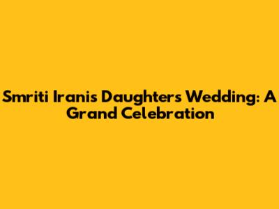 Smriti Irani's Daughter's Wedding: A Grand Celebration