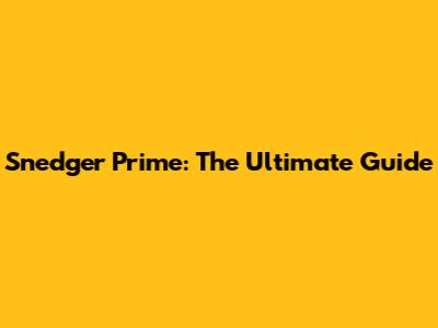 Snedger Prime: The Ultimate Guide