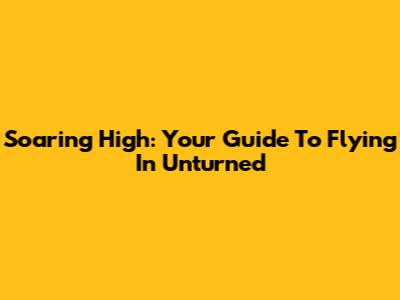 Soaring High: Your Guide To Flying In Unturned