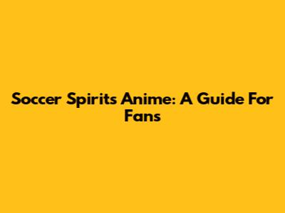 Soccer Spirits Anime: A Guide For Fans
