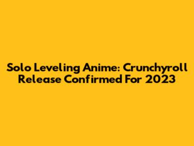 Solo Leveling Anime: Crunchyroll Release Confirmed For 2023
