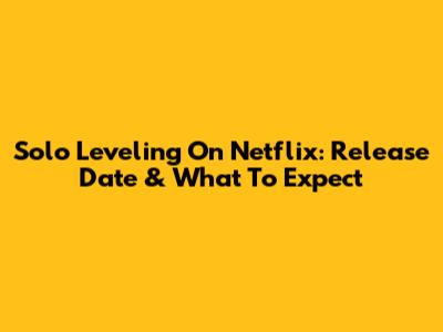 Solo Leveling On Netflix: Release Date & What To Expect