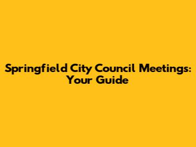 Springfield City Council Meetings: Your Guide