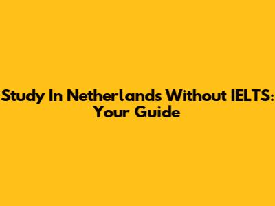 Study In Netherlands Without IELTS: Your Guide