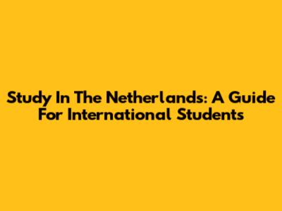 Study In The Netherlands: A Guide For International Students
