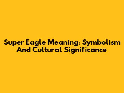 Super Eagle Meaning: Symbolism And Cultural Significance