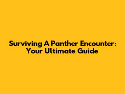 Surviving A Panther Encounter: Your Ultimate Guide