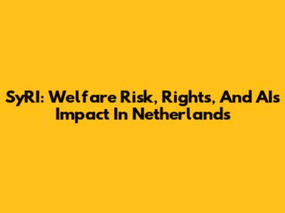 SyRI: Welfare Risk, Rights, And AI's Impact In Netherlands