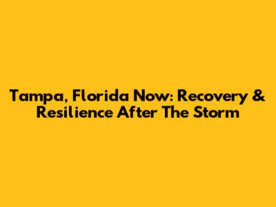 Tampa, Florida Now: Recovery & Resilience After The Storm