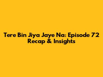Tere Bin Jiya Jaye Na: Episode 72 Recap & Insights
