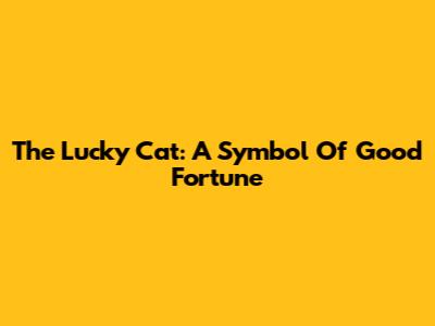 The Lucky Cat: A Symbol Of Good Fortune