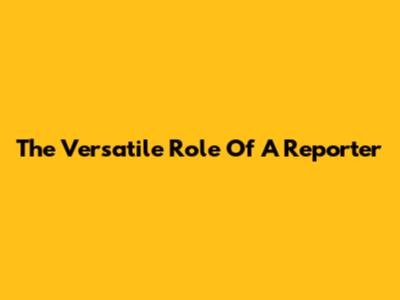 The Versatile Role Of A Reporter