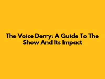 The Voice Derry: A Guide To The Show And Its Impact