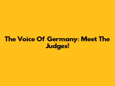 The Voice Of Germany: Meet The Judges!