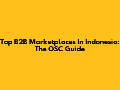 Top B2B Marketplaces In Indonesia: The OSC Guide