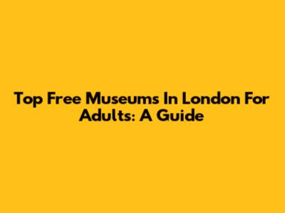 Top Free Museums In London For Adults: A Guide