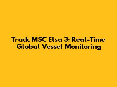 Track MSC Elsa 3: Real-Time Global Vessel Monitoring
