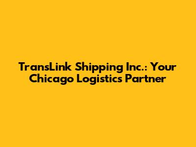 TransLink Shipping Inc.: Your Chicago Logistics Partner
